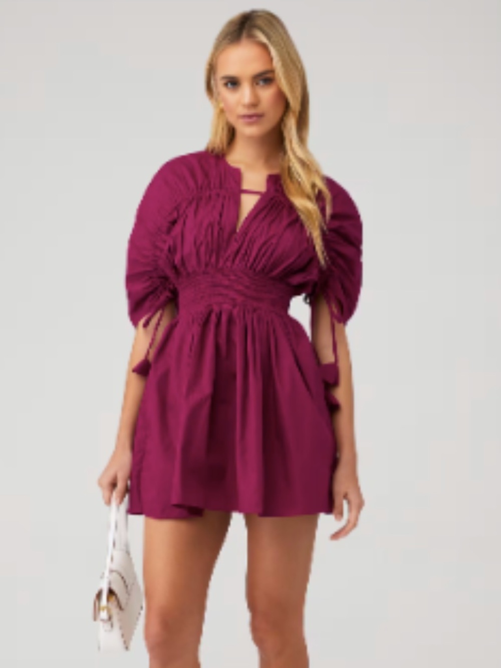 Misa Los Angeles NWT Orchid Camila Cotton Cinched Poplin Mini Dress Size L